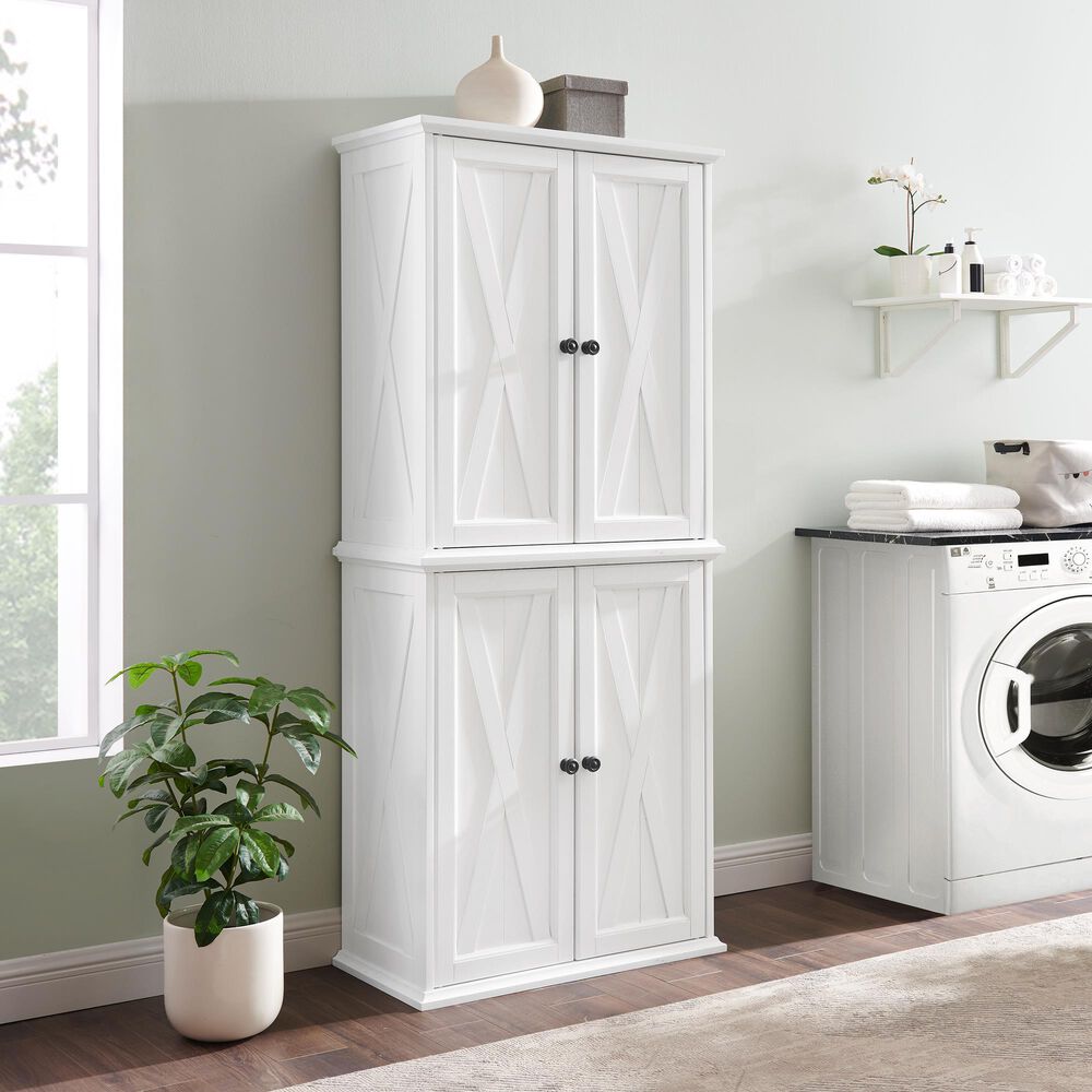 Crosley Furniture Clifton Tall Pantry in Distressed White, , large