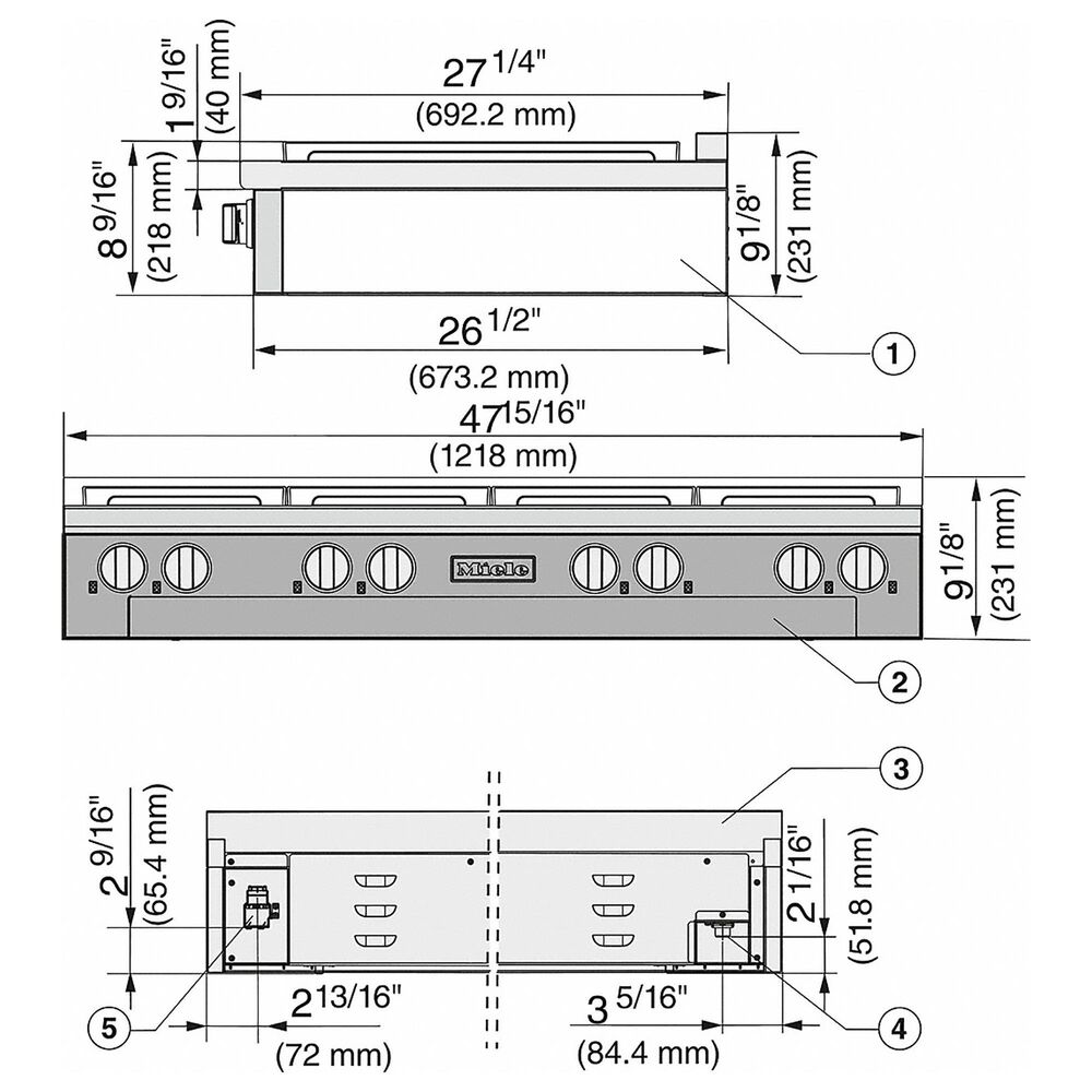 Miele 48&quot; 6-Burner Clean Touch Steel Natural Gas Rangetop with Griddle in Stainless Steel, , large