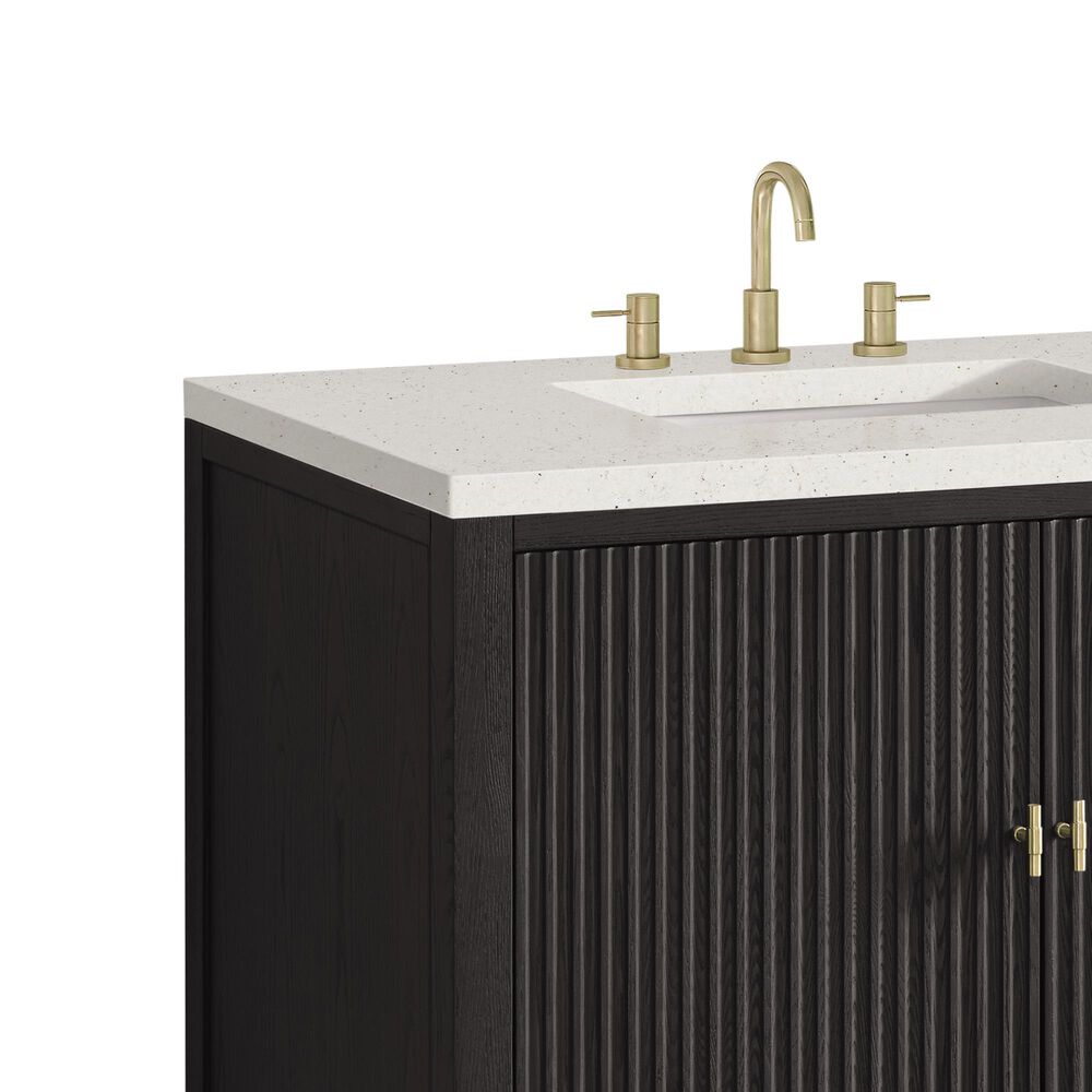 James Martin Vanities Myrrin 36&quot; Vanity in Carbon Oak with 3 cm Lime Delight Quartz Top, , large
