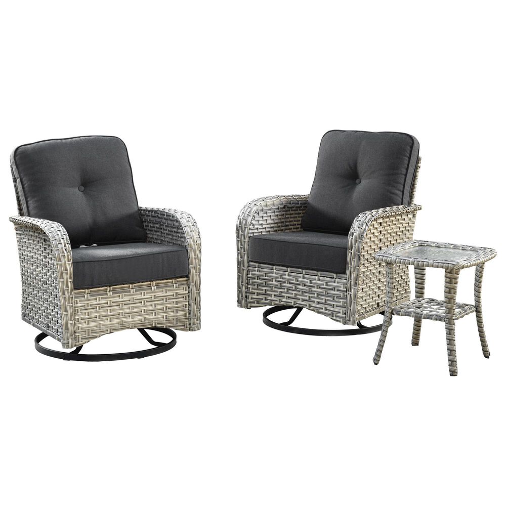 HOMLUX 3-Piece Patio Conversation Set in Black, , large