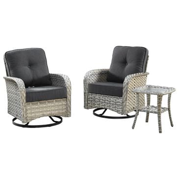 HOMLUX 3-Piece Patio Conversation Set in Black, , large