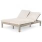 HOMLUX Patio 2-Person Chaise Lounge with Folding Side Tables and Gray Frame in Beige, , large