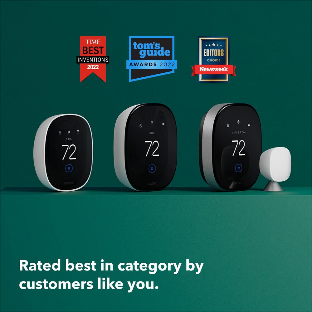 Ecobee Smart Thermostat Essential - Energy Star Certified programmable Wi-Fi Thermostat - Works with Siri, Alexa, and Google Assistant, , large