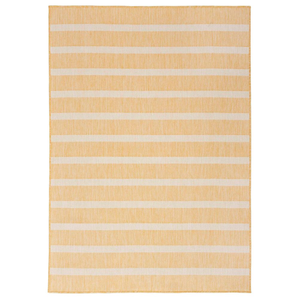 Nourison Positano POS03 Yellow and Ivory 6" x 9" Indoor/Outdoor Area Rug, , large