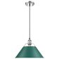 Golden Lighting Orwell 1-Light Wide Large Pendant with Pine Green Shade in Chrome, , large