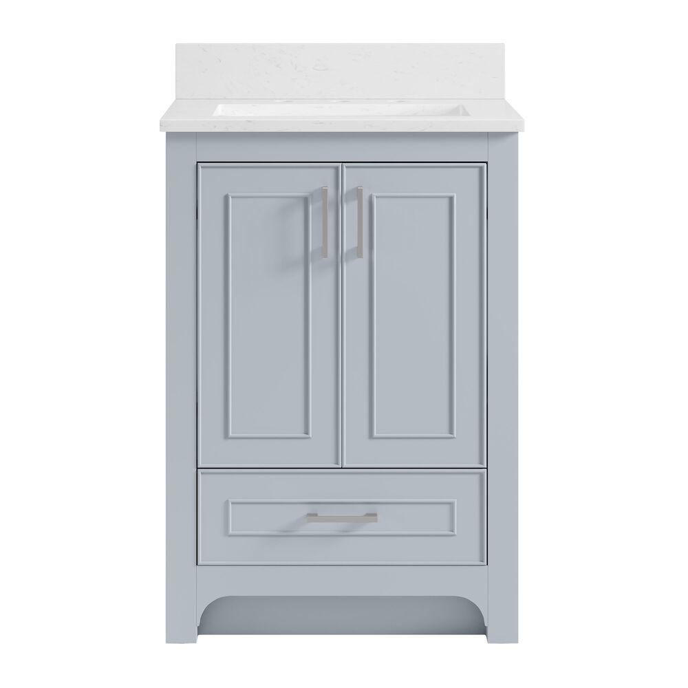 37B Lucerne 24" Single Bathroom Vanity Cabinet in Soft Blue with Marble Top and Backsplash, , large