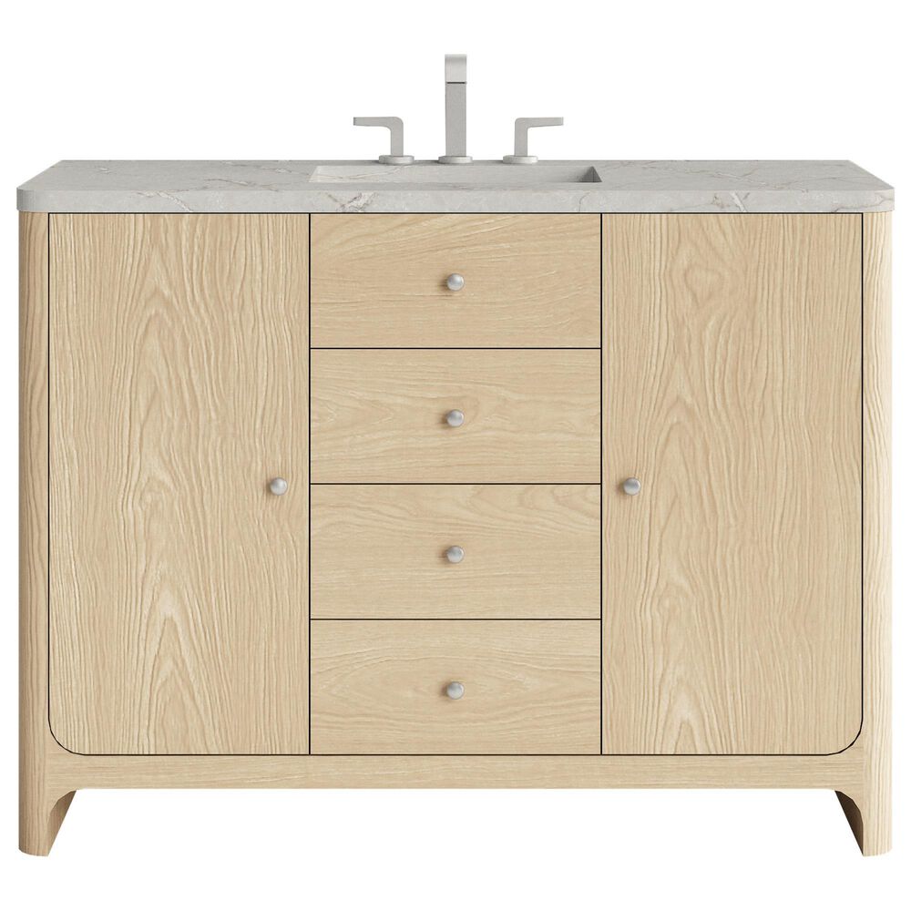 James Martin Vanities Gracyn 48" Single Bathroom Vanity in Coastal Driftwood with 3 cm Victorian Silver Quartz Top, Rectangular Sink and FreePower Wireless Charger, , large