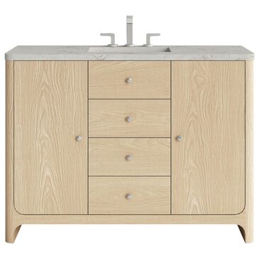 James Martin Vanities Gracyn 48" Single Bathroom Vanity in Coastal Driftwood with 3 cm Victorian Silver Quartz Top, Rectangular Sink and FreePower Wireless Charger, , large
