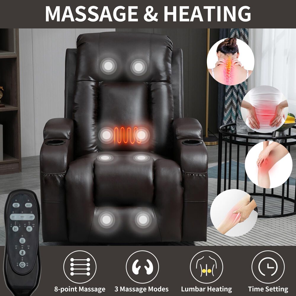 Hearth and Haven Power Lift Recliner in Brown, , large