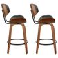 LumiSource Lombardi 26" Swivel Counter Stool with Black Faux Leather Upholstery in Walnut and Black (Set of 2), , large