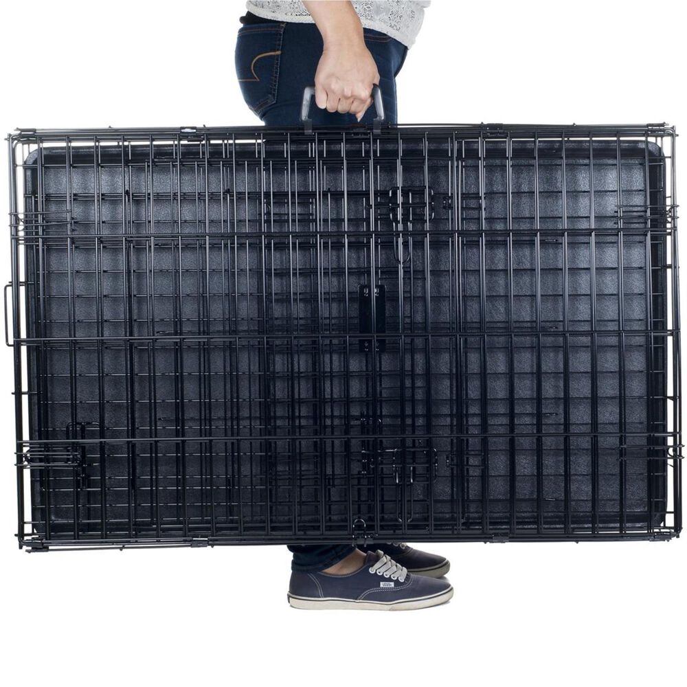 Timberlake Large 2-Door Foldable Dog Crate Cage in Black, , large