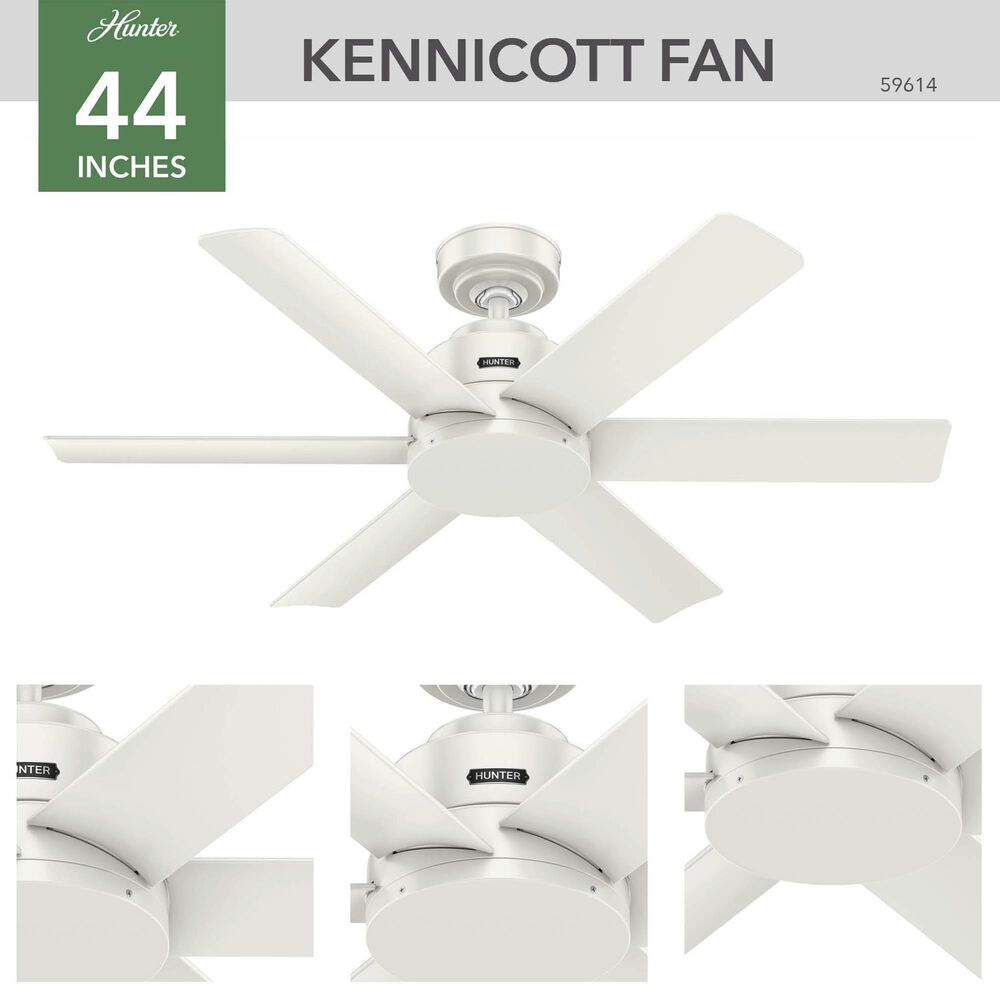 Hunter Kennicott 44&quot; Outdoor Ceiling Fan in Fresh White, , large