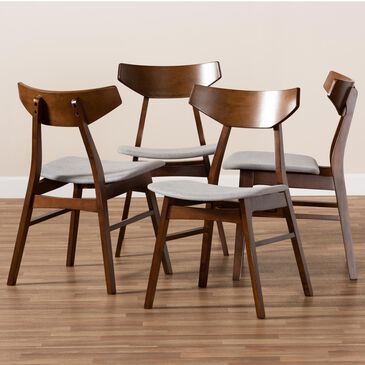 Baxton Studio Danica Dining Chair in Light Grey and Walnut Brown (Set of 4), , large