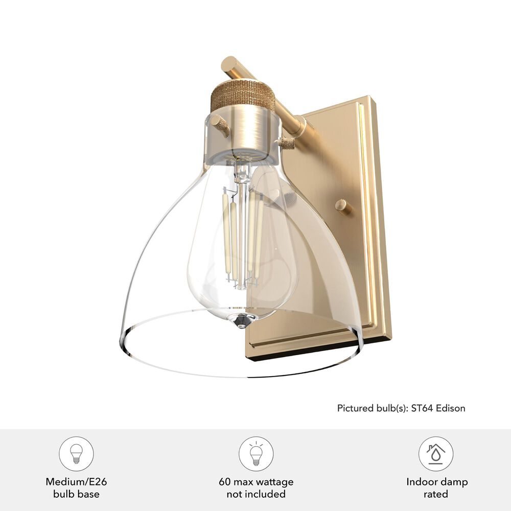 Hunter Van Nuys 1-Light Wall Sconce in Alturas Gold, , large