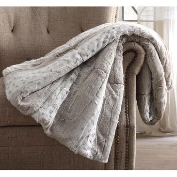 Pem America Snow Leopard Fur Filled Throw with Gift Box in Neutral, , large