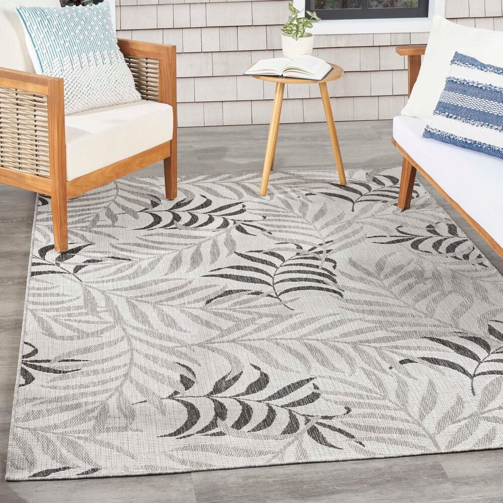 Nourison Garden Oasis Nature Grey 6&#39; x 9&#39; Indoor/Outdoor Area Rug, , large
