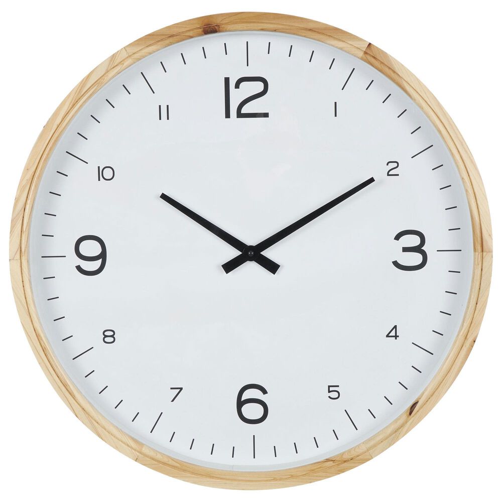 Maple and Jade Decorative Wall Clock with White Backing in Light Brown, , large