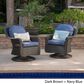 Hearth and Haven Liam Swivel Club Chair with Blue Cushion in Dark Brown (Set of 2), , large