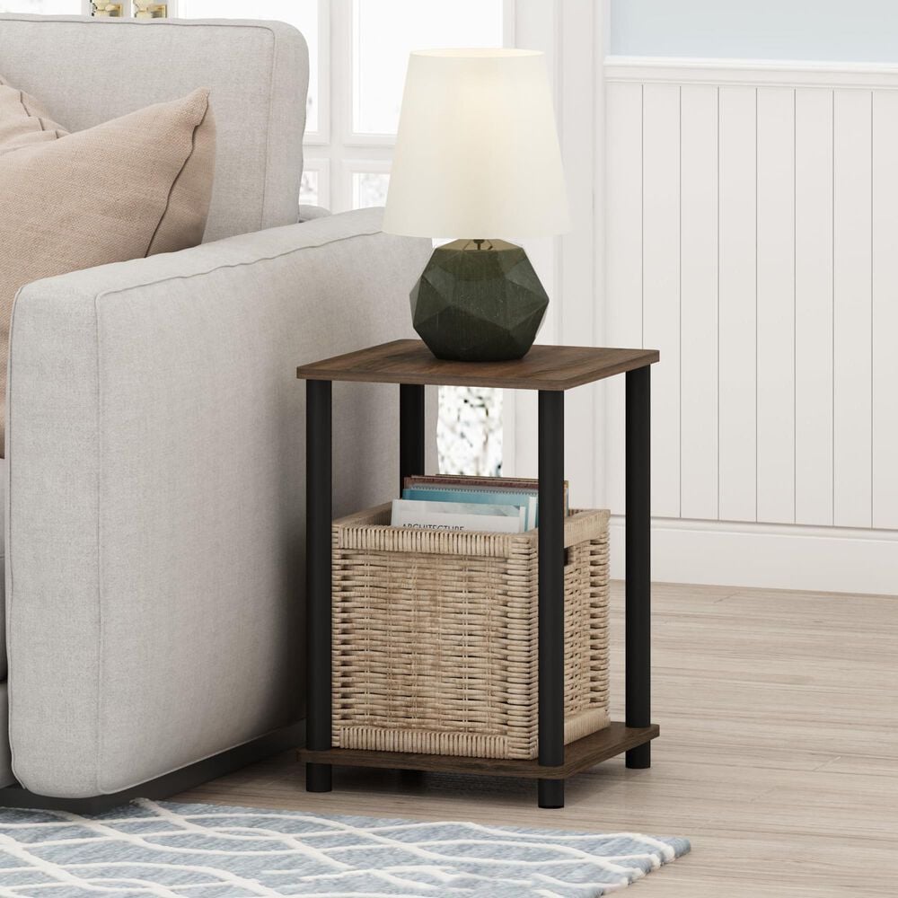 HOMLUX Turn-N-Tube End Table in Walnut and Brown (Set of 2), , large