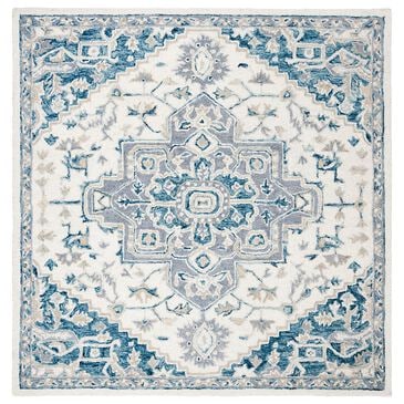Safavieh Micro-Loop 5" Square Ivory and Navy Area Rug, , large