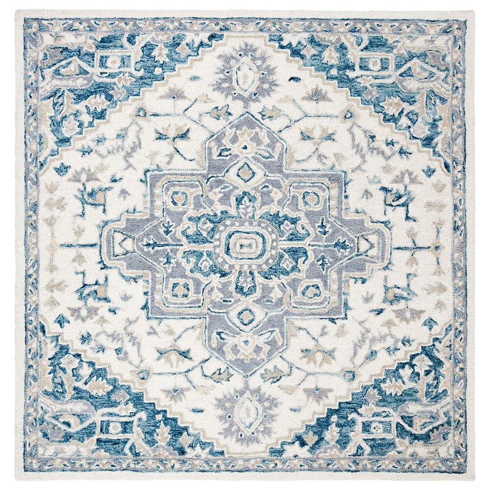 Safavieh Micro-Loop 5" Square Ivory and Navy Area Rug, , large