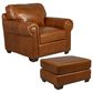 Marlowe Home Leather Chair and Ottoman Set in Saddle Glove, , large