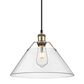 Golden Lighting Orwell 1-Light Wide Large Pendant with Clear Glass Shade in Aged Brass, , large