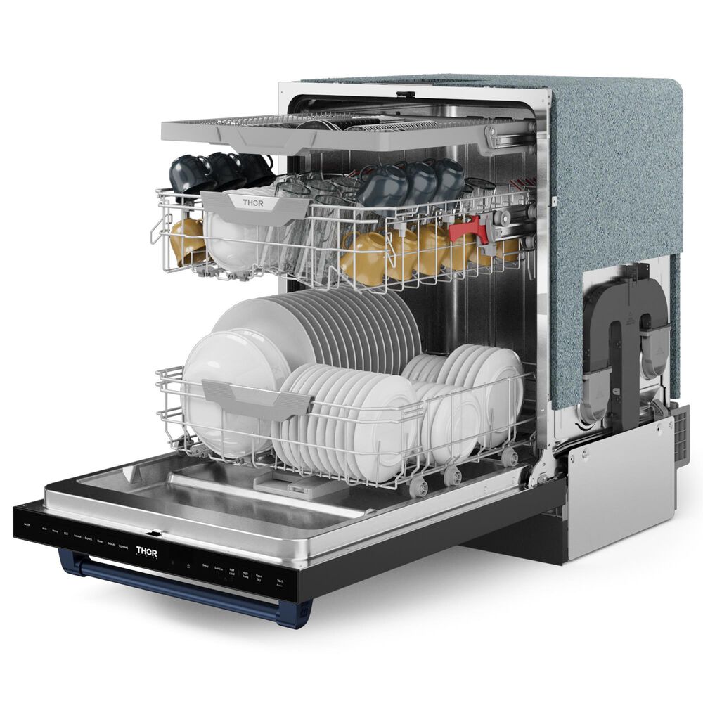 THOR KITCHEN Gordon Ramsay 24&quot; Built-In Dishwasher with Navy Blue Handle Kit in Matte Black, , large