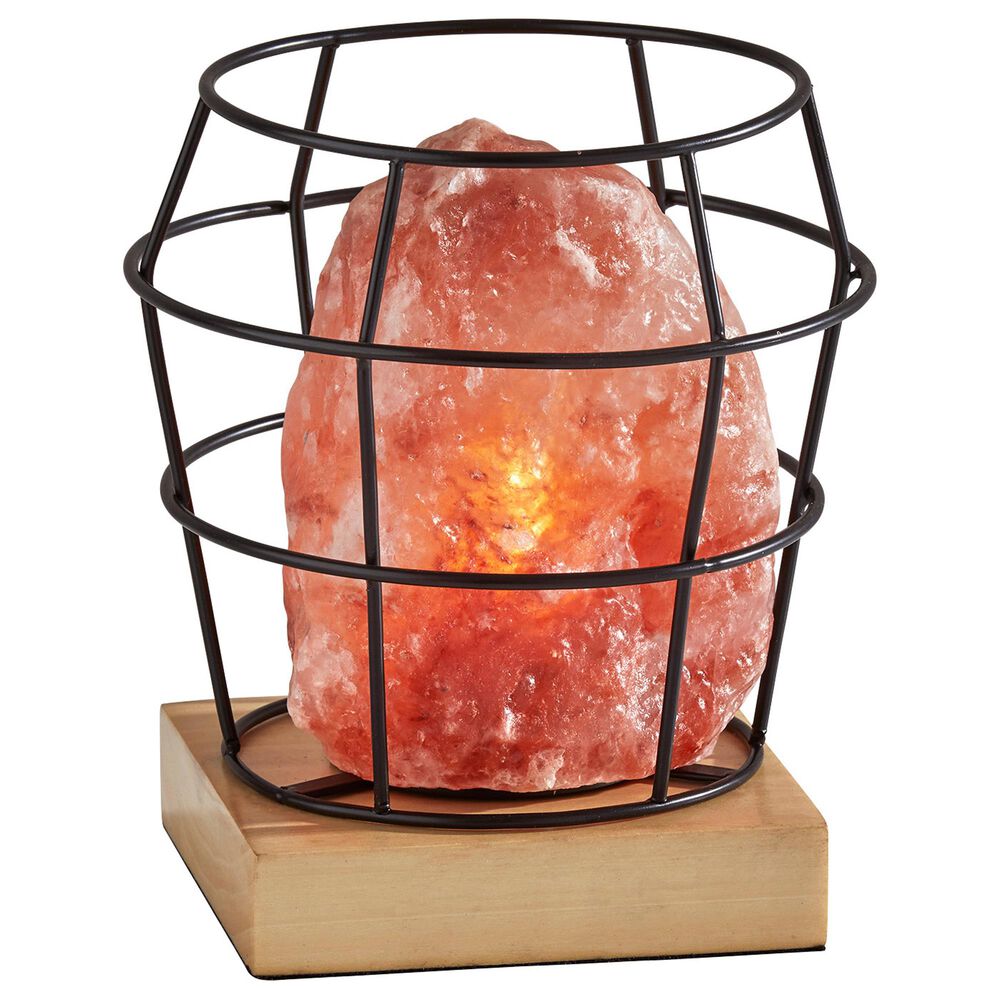Adesso Faith Himalayan Salt Table Lamp in Black/Pink/Natural Wood, , large