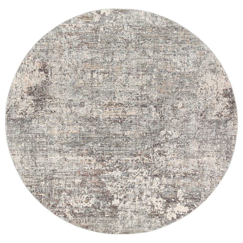 Surya Presidential PDT-2303 7"9" Round Blue, Gray and Orange Area Rug, , large