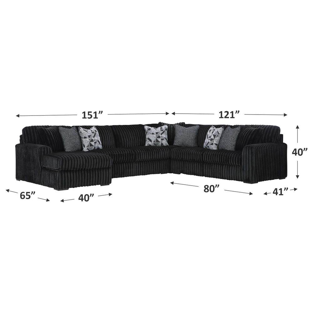 Ashley Midnight-Madness 4-Piece Sectional with Left-Facing Chaise in Onyx, , large