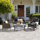 HOMLUX 4-Piece Patio Conversation Set with Grey Wicker in Black, , large