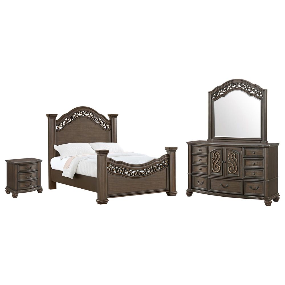 Mayberry Hill Brunswick 4-Piece Queen Panel Bedroom Set in Mahogany, , large