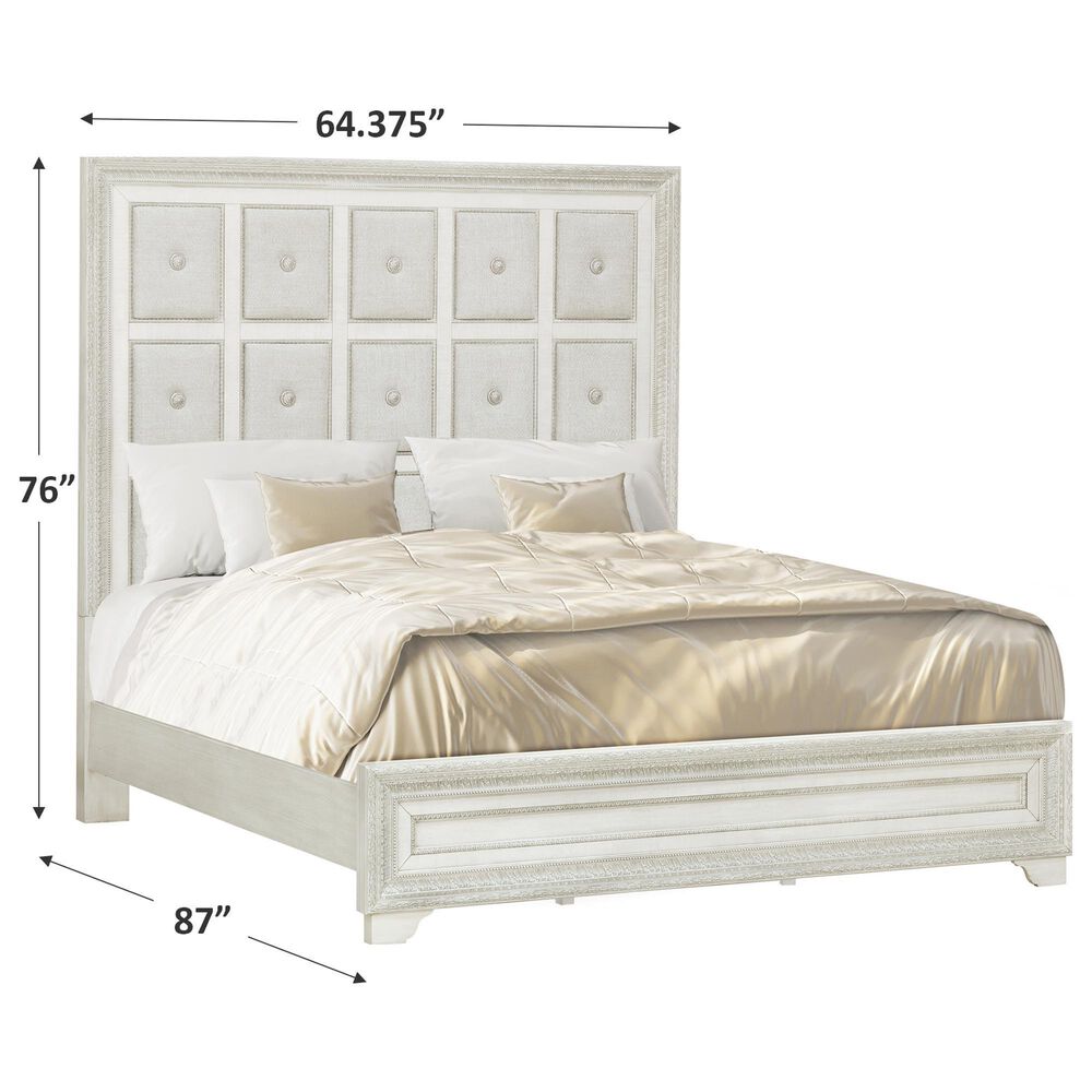 Chapel Hill Camila Queen Panel Bed in White and Silver, , large