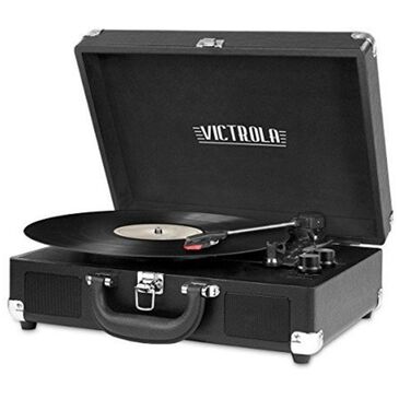 Victrola Bluetooth Portable Suitcase Record Player with 3-speed Turntable in Black, , large
