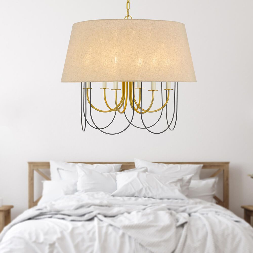 Cal Lighting Eupora 4-Light Chandelier in Antique Brass and Black, , large