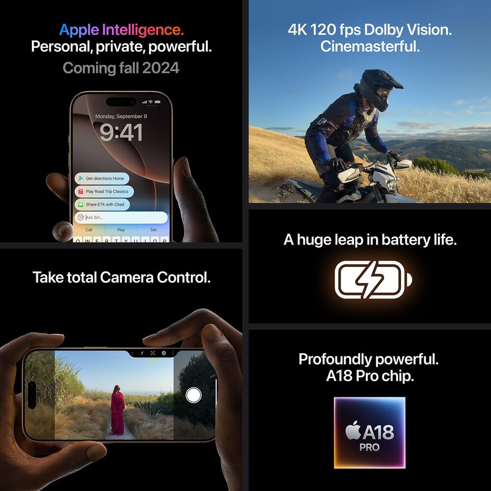 Apple iPhone 16 Pro 128GB in Black Titanium, , large