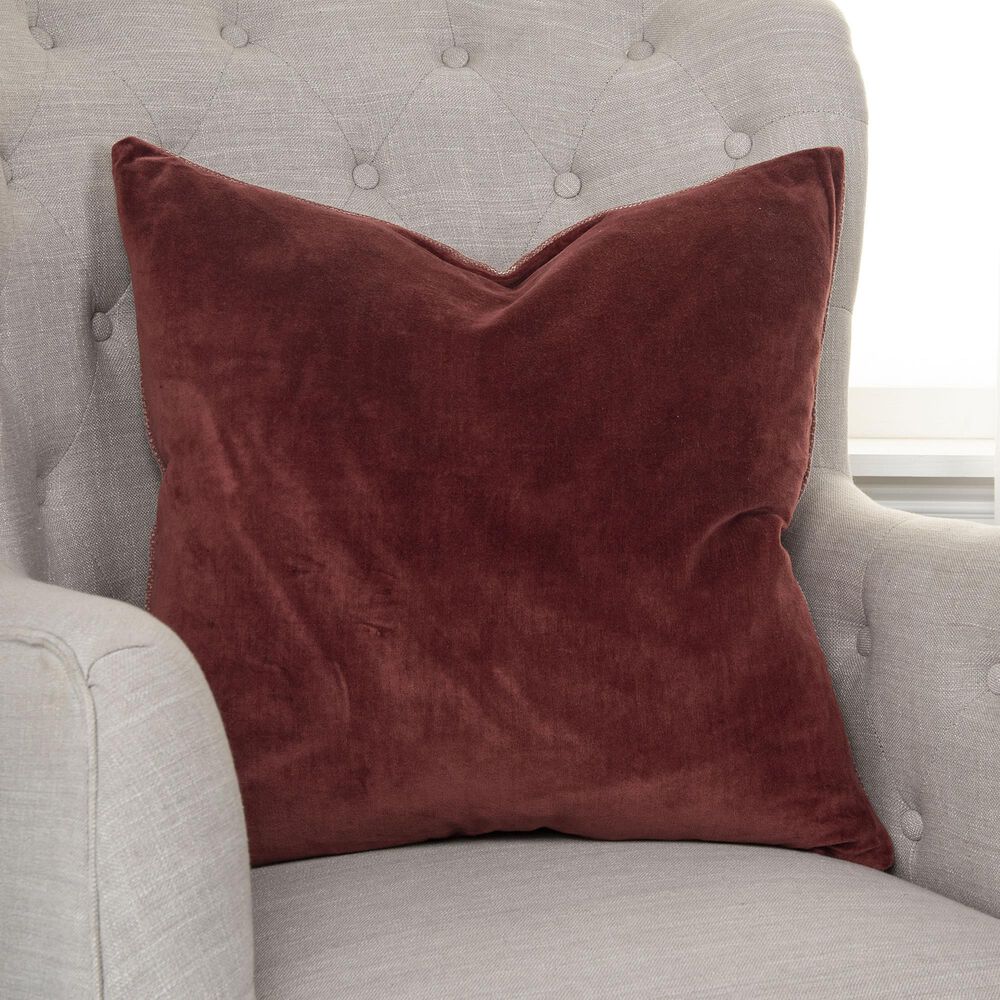Rizzy Home Transitional Solid 22&quot; Poly Filled Pillow in Rust, , large