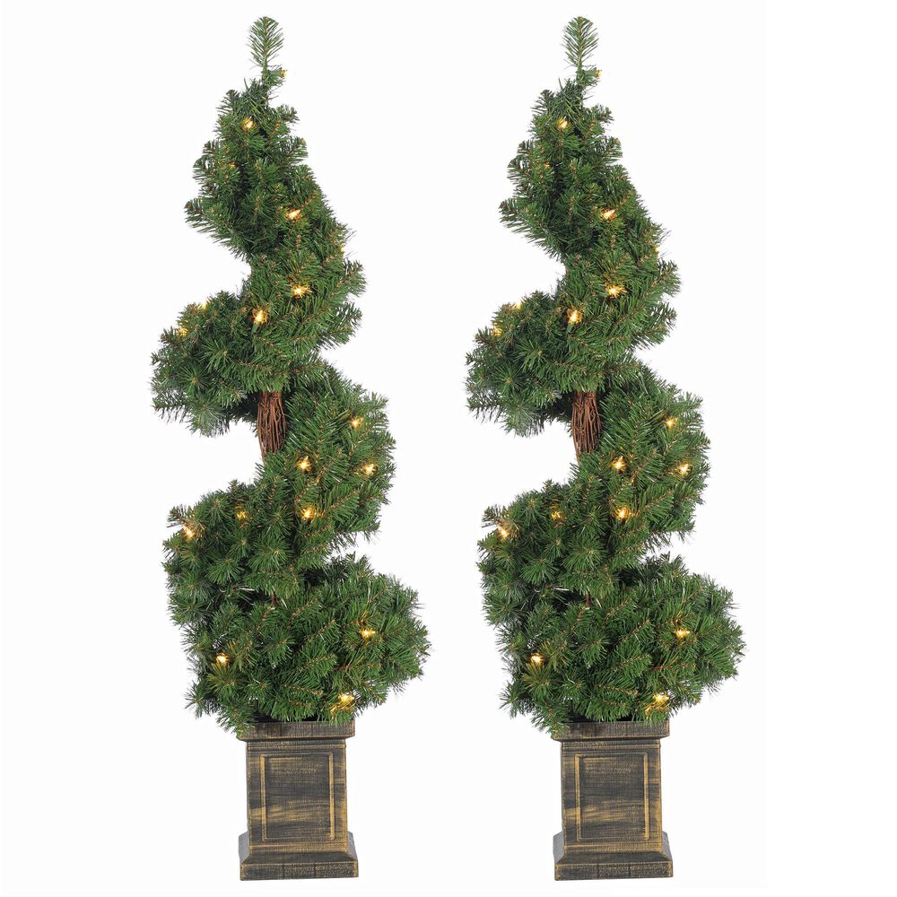The Gerson Company 3.5" Potted Spiral Tree with LED Lights(Set of 2), , large