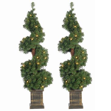 The Gerson Company 3.5" Potted Spiral Tree with LED Lights(Set of 2), , large