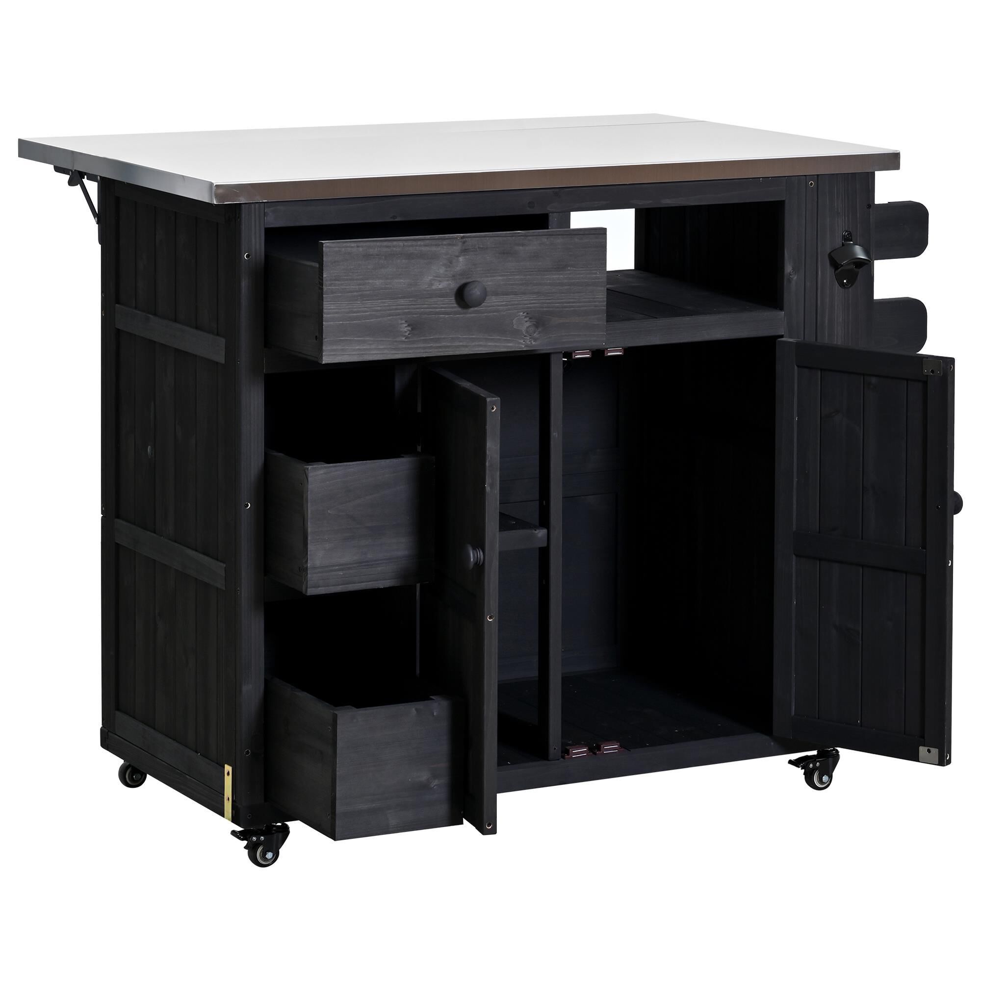 Hearth and Haven Outdoor Kitchen Island Cart with Extendable