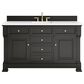 James Martin Vanities Brookfield 60" Single Bathroom Vanity in Black Onyx with 3 cm White Zeus Quartz Top and Rectangular Sink, , large