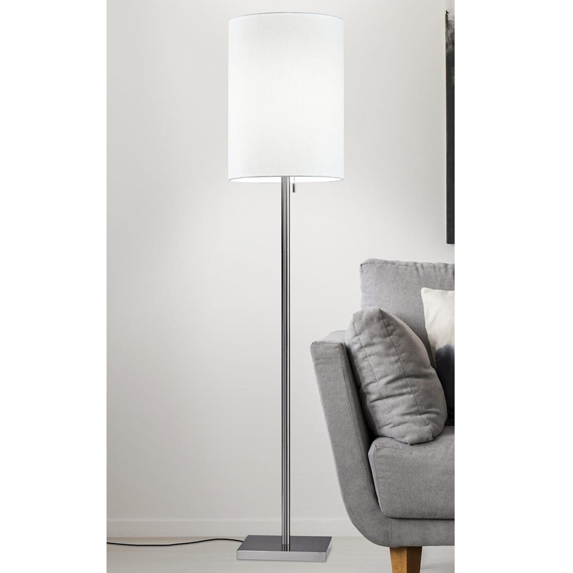 Adesso Liam Floor Lamp in Brushed Steel NFM