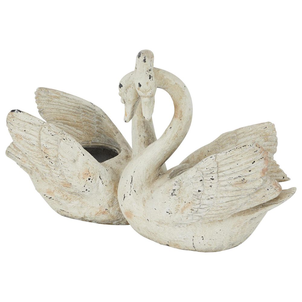Maple and Jade Swan Magnesium Oxide Planter in Matte White, Black and Brown, , large