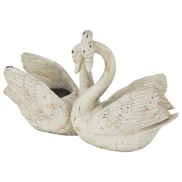 Maple and Jade Swan Magnesium Oxide Planter in Matte White, Black and Brown, , large
