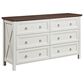 Hearth and Haven 6-Drawer Dresser in White and Walnut, , large