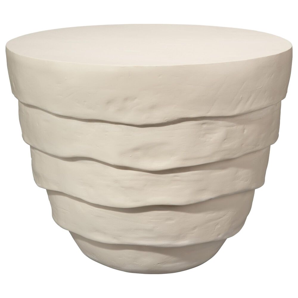 Splendor Living Marlowe Fiber Glass Indoor/Outdoor Side Table in Cream White, , large