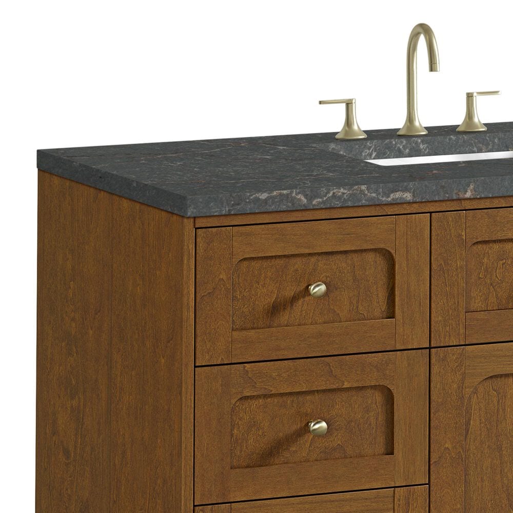 James Martin Laurent 48" Single Bathroom Vanity in Honey Oak with 3 cm Parisien Bleu Silestone Top, Rectangular Sink and FreePower Wireless Charger, , large