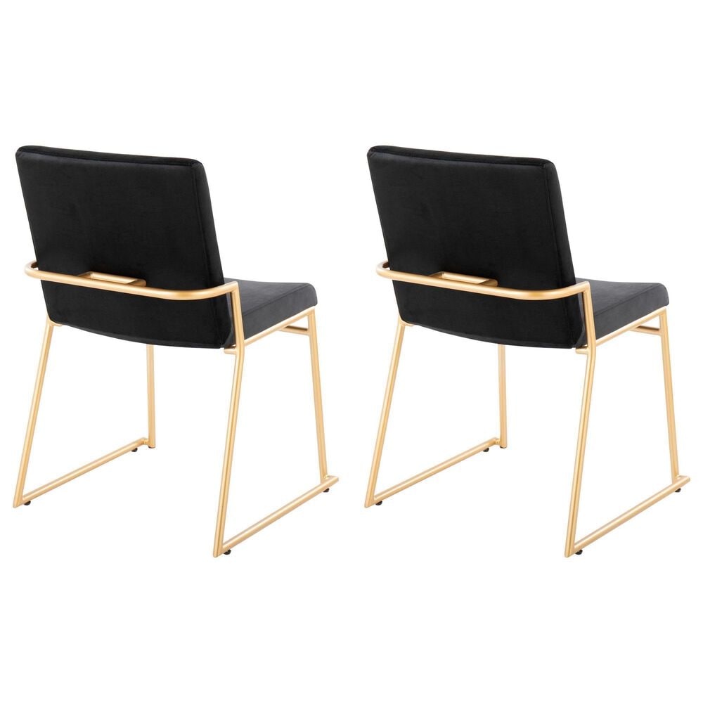 LumiSource Dutchess Side Chair with Black Velvet Cushion in Gold (Set of 2), , large