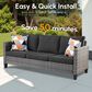 HOMLUX 3-Piece 77" Patio Sofa and Ottoman Set in Black, , large
